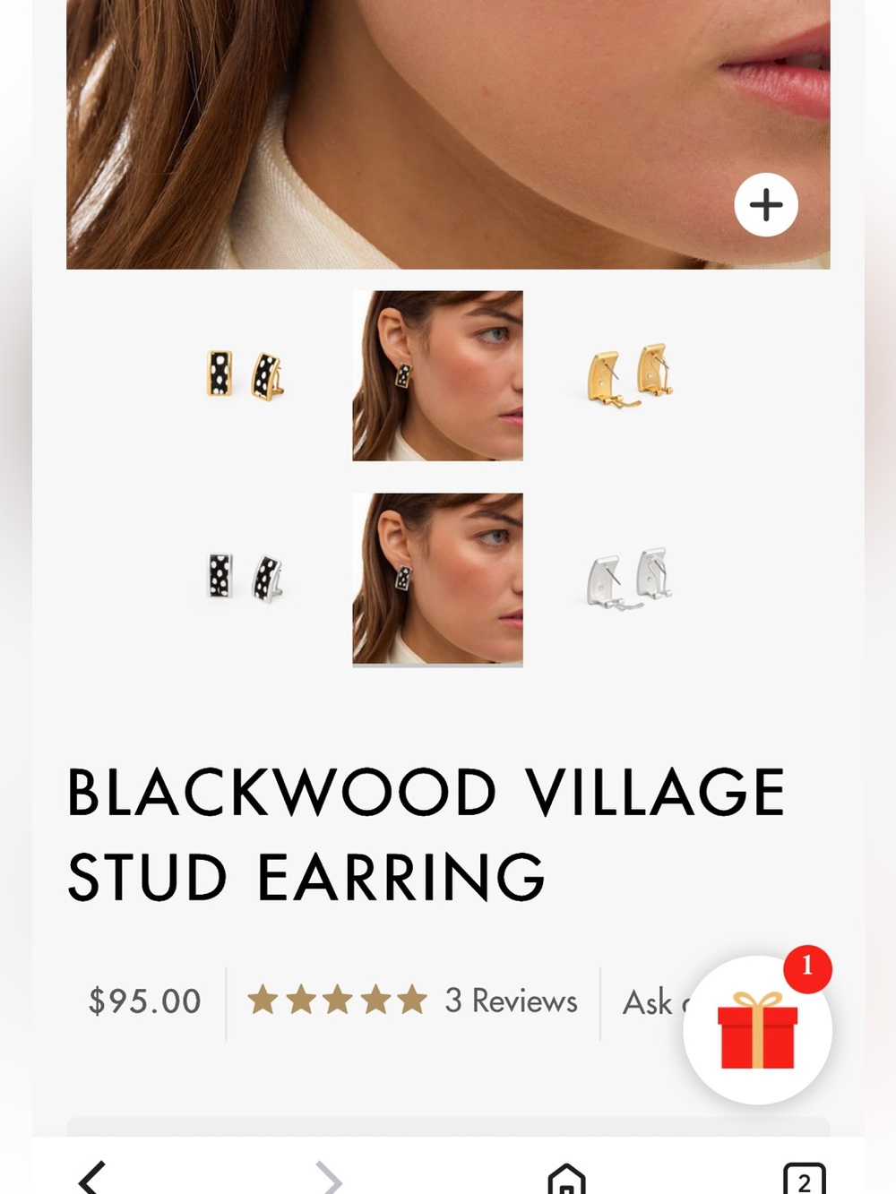 Brackish Blackwood Village Guinea Feathers Silver Rectangular Stud Earrings - Picture 5 of 17